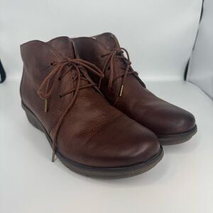 Dansko Joy Ankle Boots Booties Leather Lace Up Shoes Brown Women Size US 8 EU 39